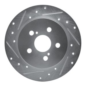 Lexus CT200H Brake Rotor (1) - Rear Left - R1 Concepts - Drilled & Slotted - Silver - `09-`24